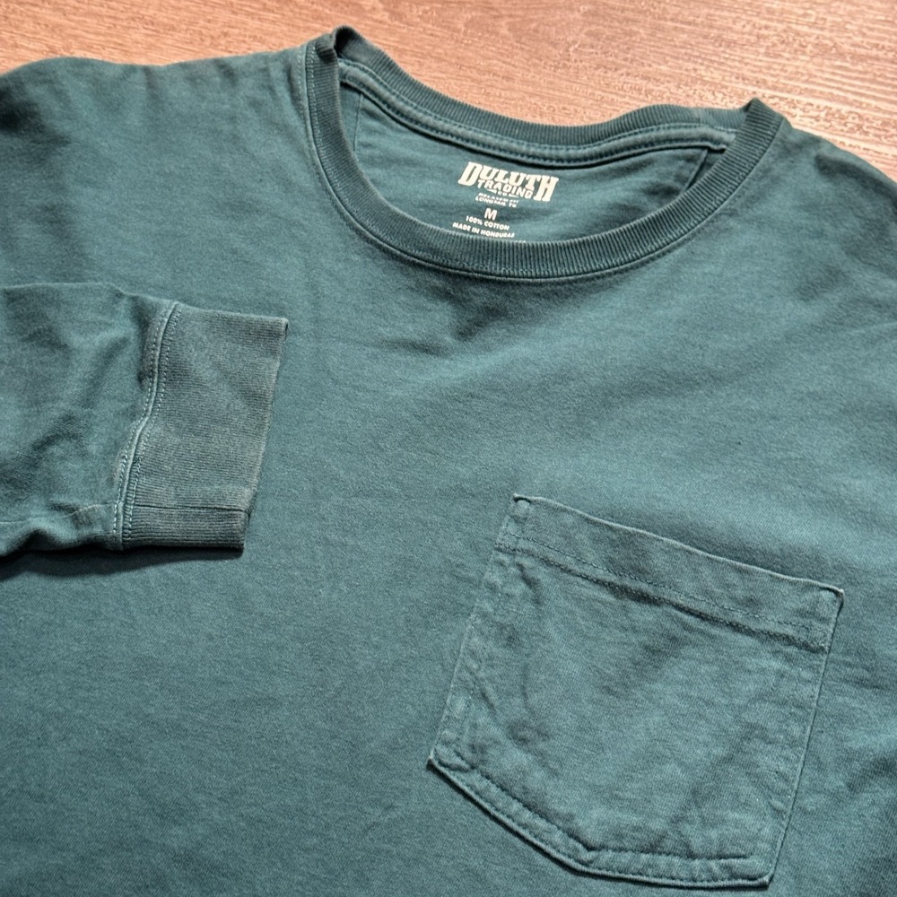 Duluth Trading Company Shirt Adult Medium Blue Long Sleeve Pocket 100% Cotton
